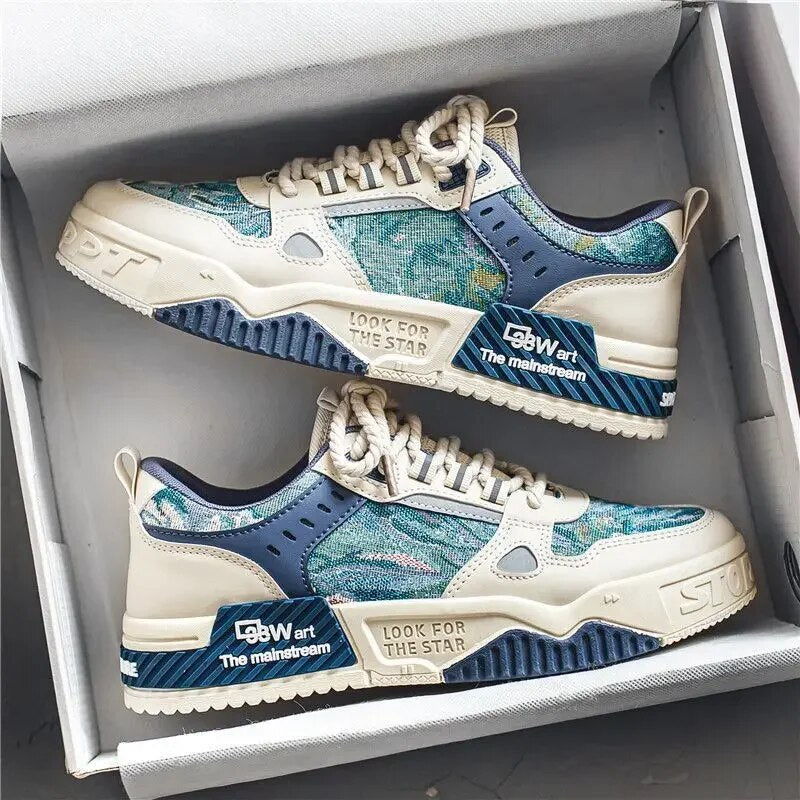 Kunst Schoenen Blauw Wit Heren - Mode Vibes