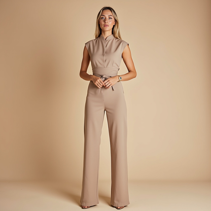 Mouwloze Jumpsuit Hoge Kraag met Ceintuur Zomerjurk