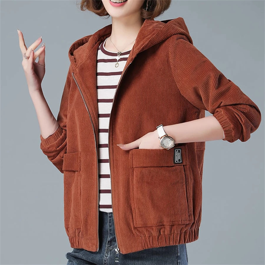 Oversized Corduroy Jas Fleur Stijl - Mode Vibes