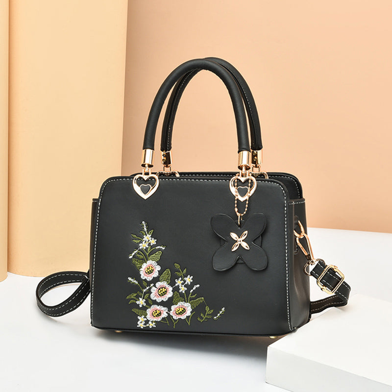 Kleine Crossbody Tas met Bloemen Borduursel