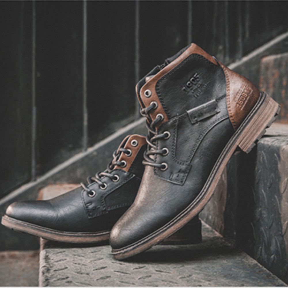 Leren Veterboots Heren Klassiek Model - Mode Vibes