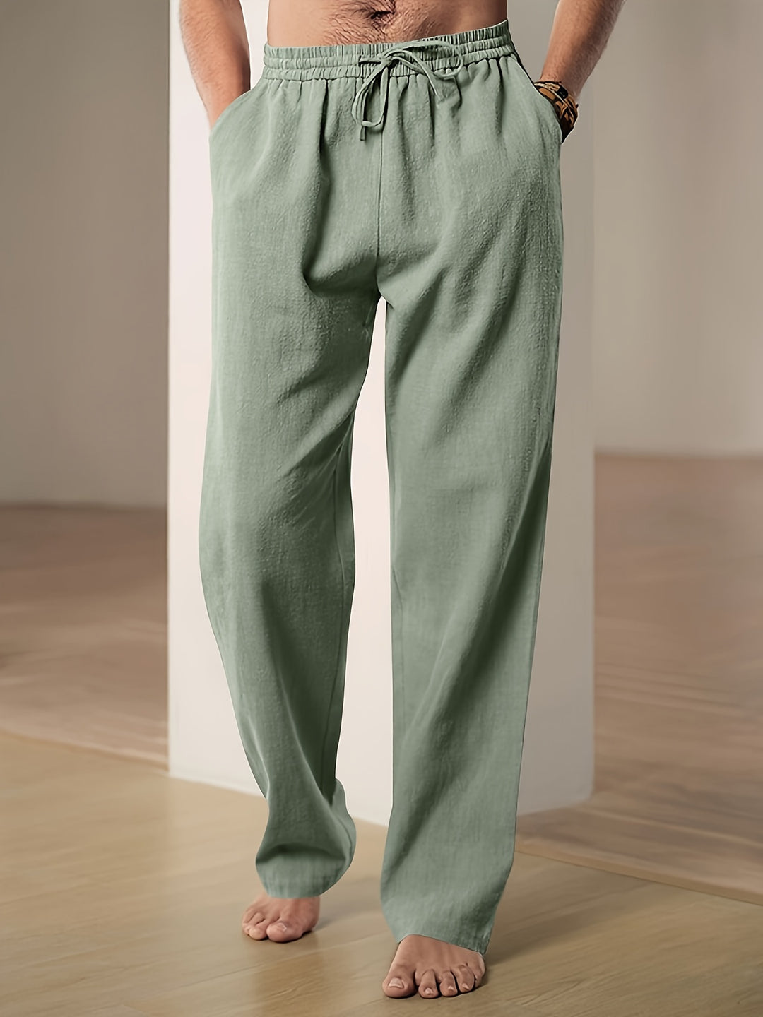 Heren Linnen Broek | Elastische Taille & Ademend Comfort | Relaxed Fit Voor Zomer & Dagelijks Gebruik