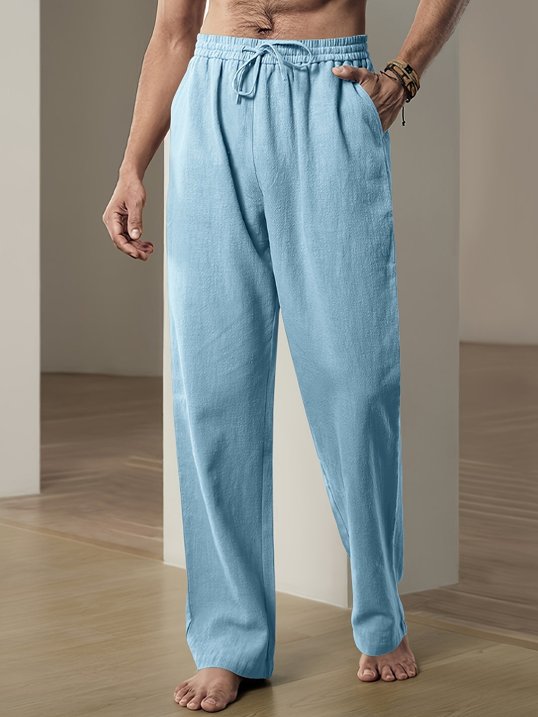 Heren Linnen Broek | Elastische Taille & Ademend Comfort | Relaxed Fit Voor Zomer & Dagelijks Gebruik
