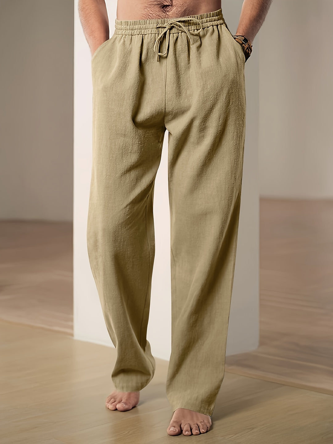 Heren Linnen Broek | Elastische Taille & Ademend Comfort | Relaxed Fit Voor Zomer & Dagelijks Gebruik