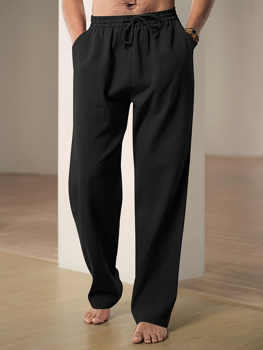 Heren Linnen Broek | Elastische Taille & Ademend Comfort | Relaxed Fit Voor Zomer & Dagelijks Gebruik
