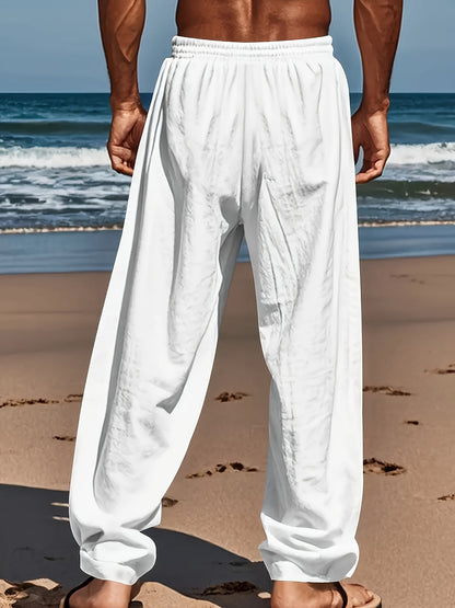 Heren Yoga & Strandbroek | Katoen-Linnen | Losse Pasvorm & Trekkoord | Ademend & Comfortabel