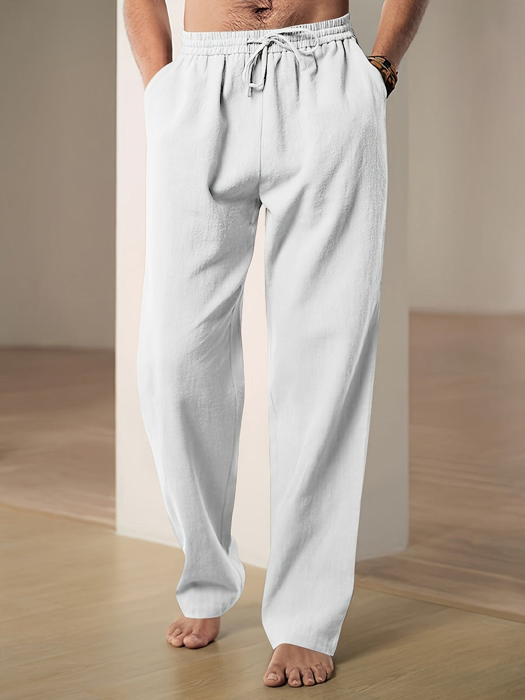 Heren Linnen Broek | Elastische Taille & Ademend Comfort | Relaxed Fit Voor Zomer & Dagelijks Gebruik