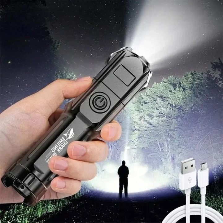 USB Oplaadbare LED Zaklamp Met Zoom voor Camping - Mode Vibes