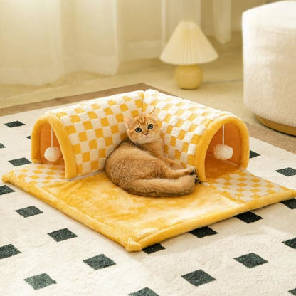 Kattentunnel Bed Kussen FurryFun Zacht Speelhuisje - Mode Vibes