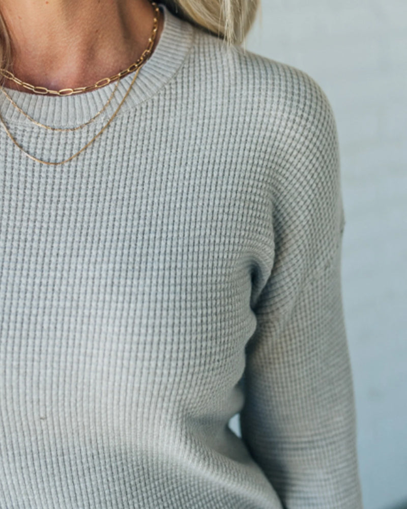 Gebreid sweatshirt in een effen kleur in de kleur Grijs voor dames in Casual stijl ideaal voor de herfst.