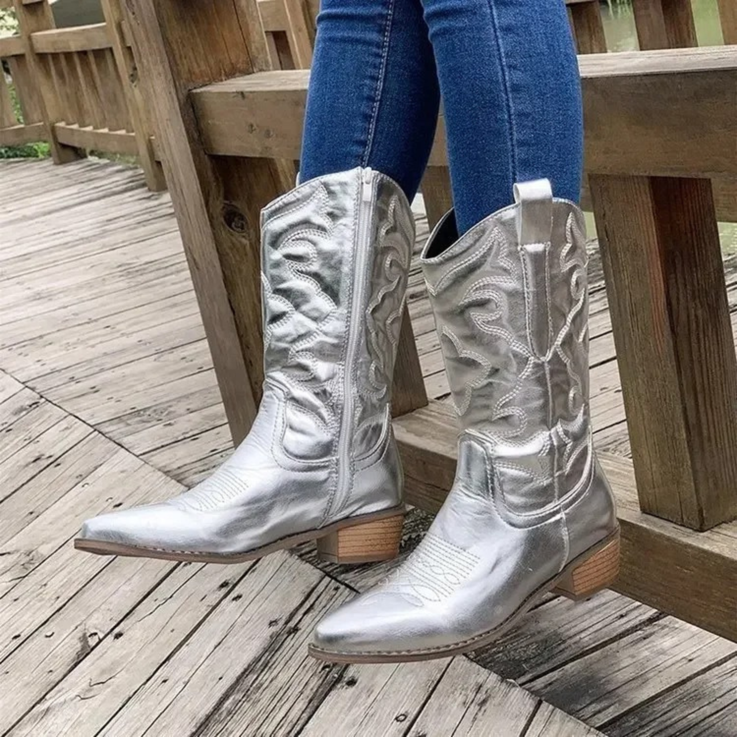 Leren Cowboylaarzen Puntige Neus Dames Laarzen - Mode Vibes