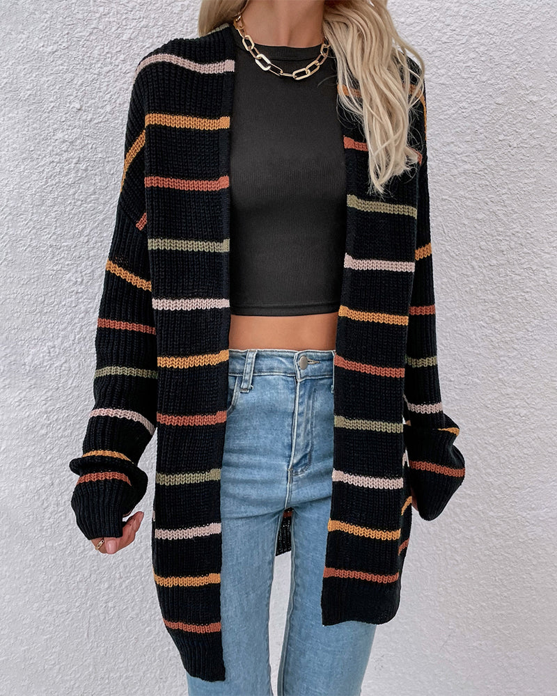 Vest met Strepen Verlaagde Schouders Casual Stijl - Mode Vibes