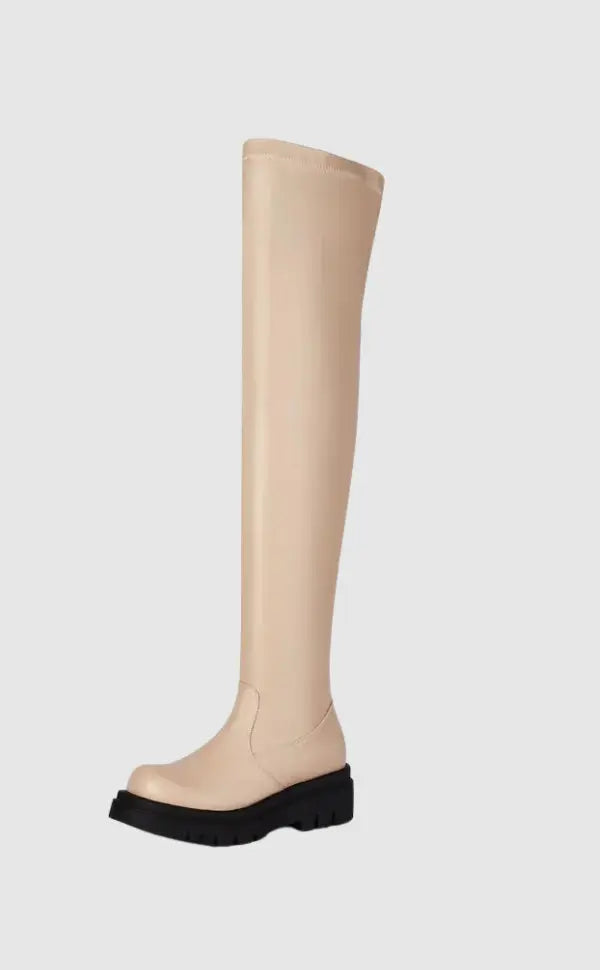 Overknee Laars Chic Zwart Hoge Hak
