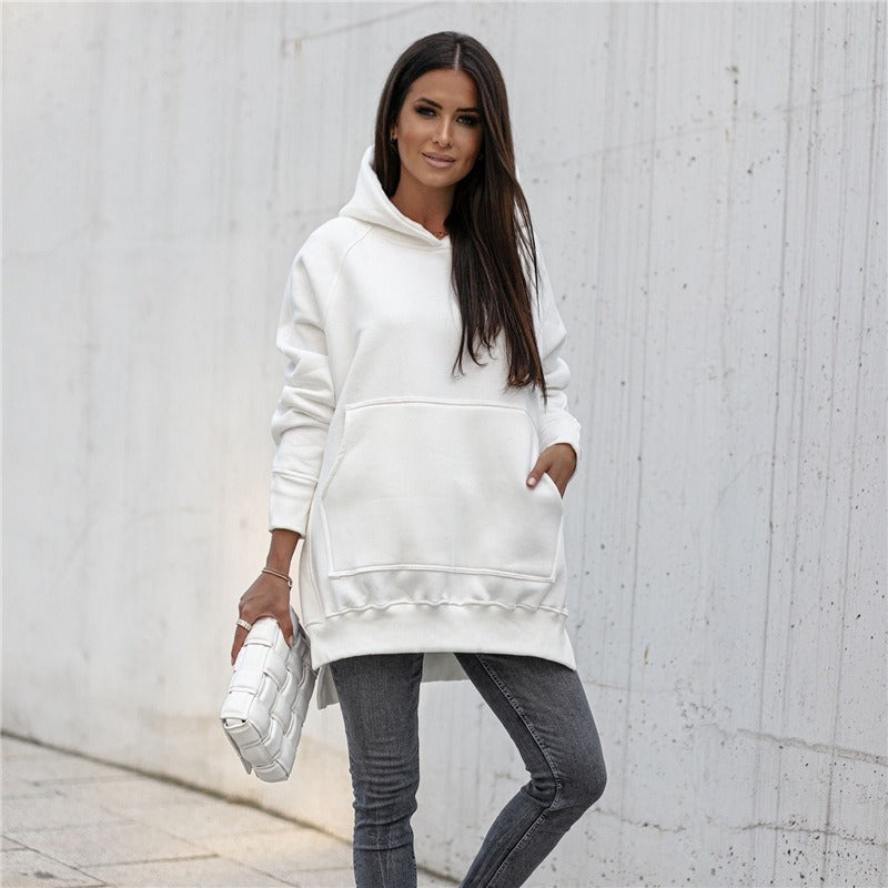 Oversized Jurk met Capuchon Voor Vrouw Losse Pasvorm