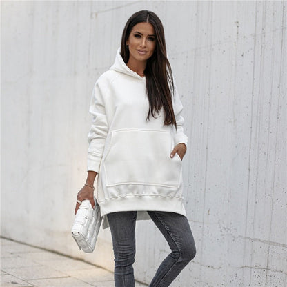 Oversized Jurk met Capuchon Voor Vrouw Losse Pasvorm