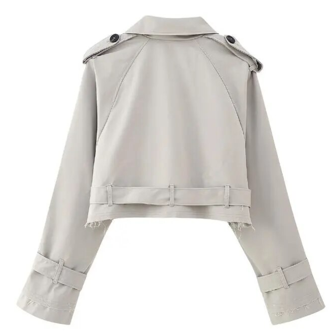 Klassieke Korte Trenchcoat Stijlvol Vintage Look