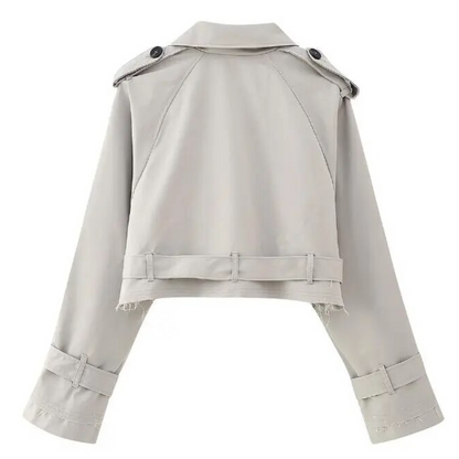 Klassieke Korte Trenchcoat Stijlvol Vintage Look