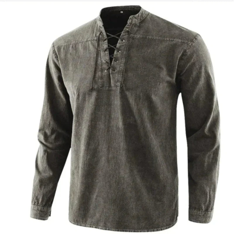 Heren V-hals Shirt Casual Katoen