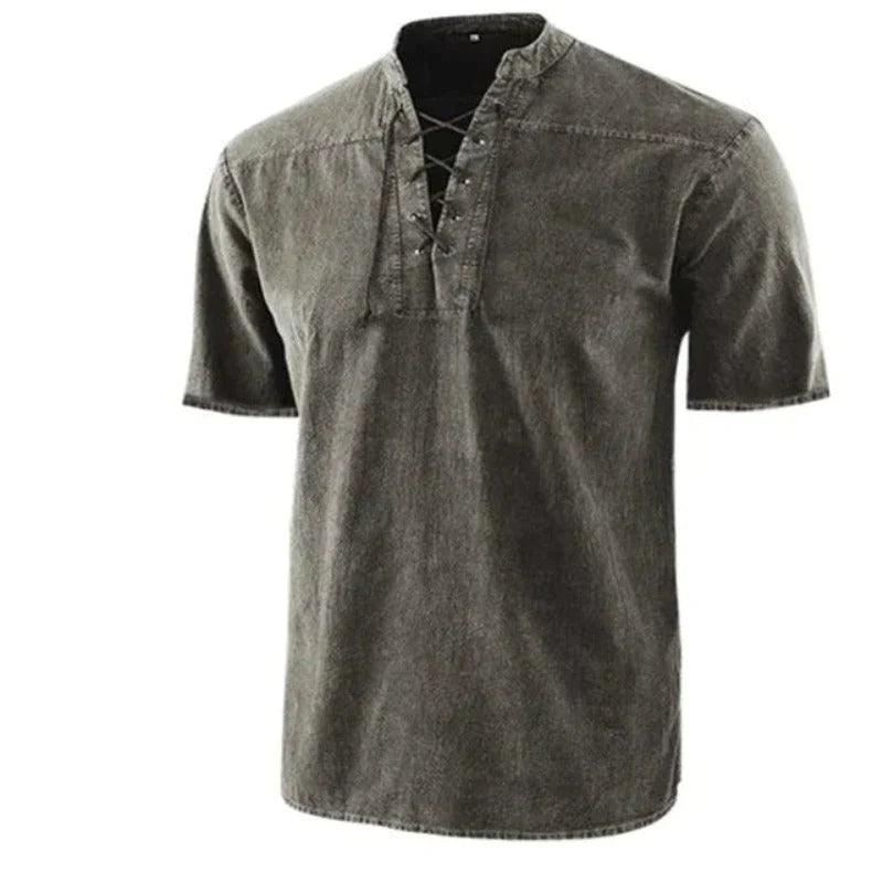 Heren V-hals Shirt Casual Katoen