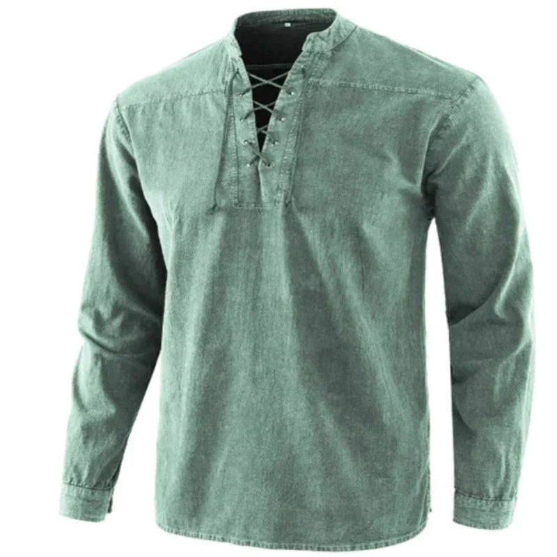 Heren V-hals Shirt Casual Katoen