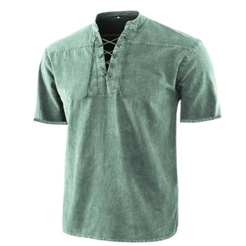 Heren V-hals Shirt Casual Katoen
