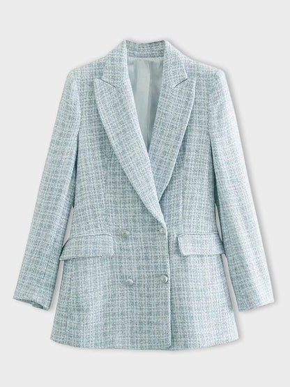 Lichtblauwe Damesblazer Modieus Elegant Model