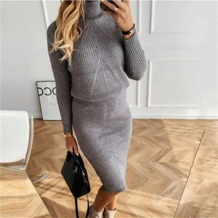Dames Coltrui Sweater Jurk – Elegant en Comfortabel voor Herfst en Winter