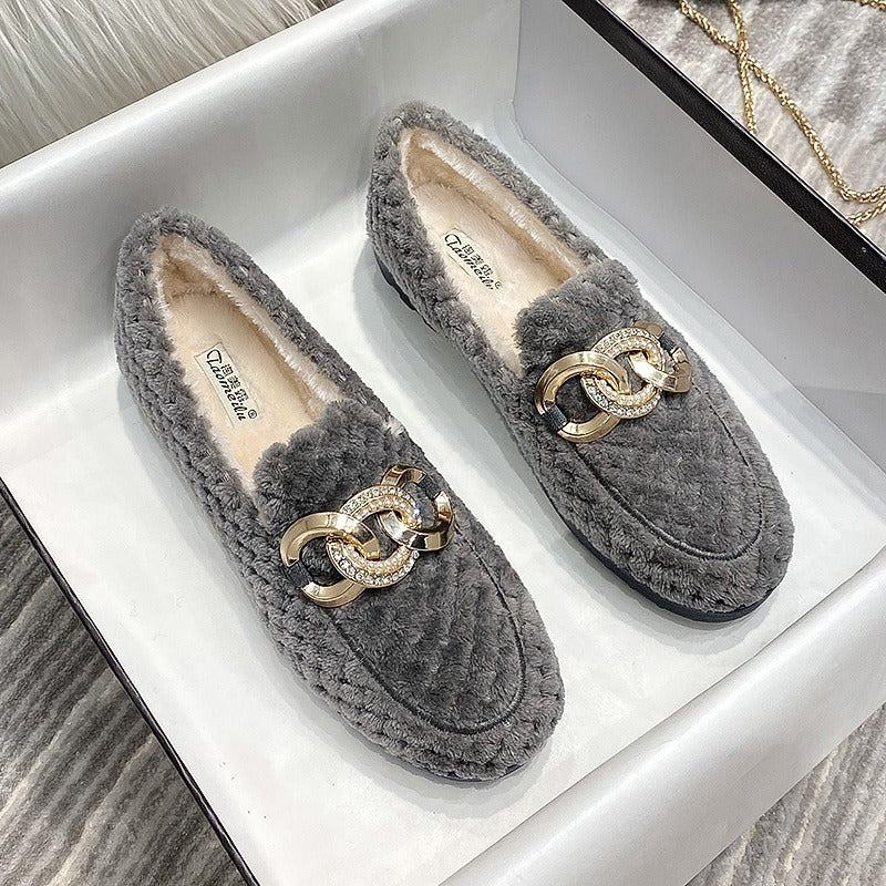 Warme Winter Loafers Met Glitter Effect - Mode Vibes