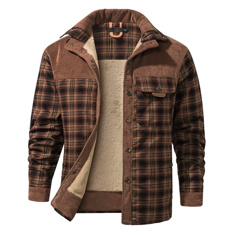 Herenjas met fleecevoering en ruitpatroon – Outdoorstijl