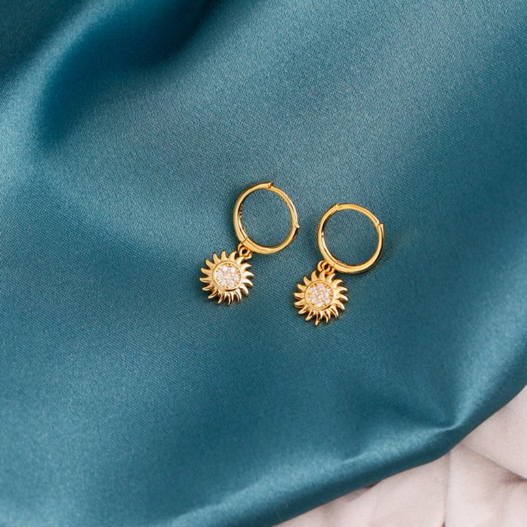 Zon Oorbellen voor Dames Gouden Stijlvol Design