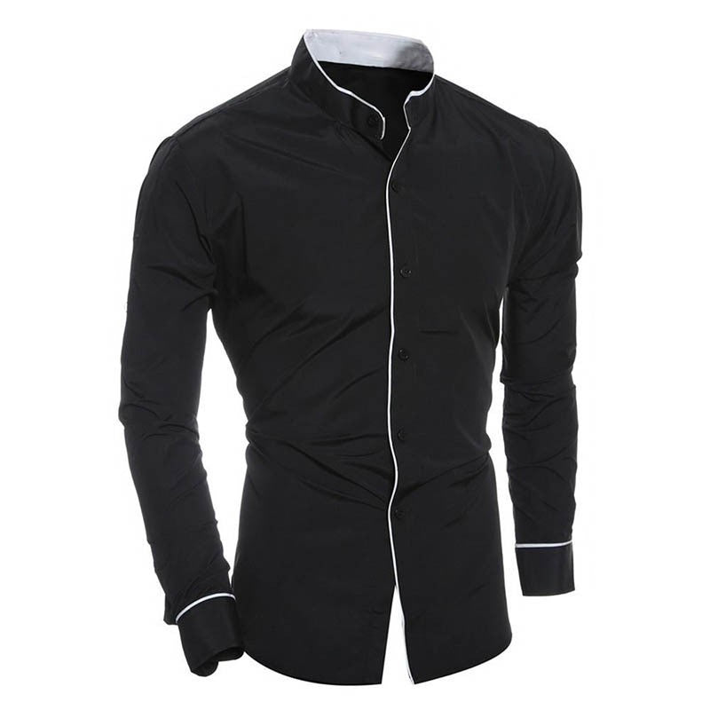 Heren Overhemd Slim Fit Staande Kraag Modieus - Mode Vibes