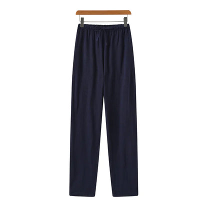 Hessel | Linnen slim fit pantalon in de kleur Blauw voor heren in Beach stijl geschikt voor alle seizoenen.