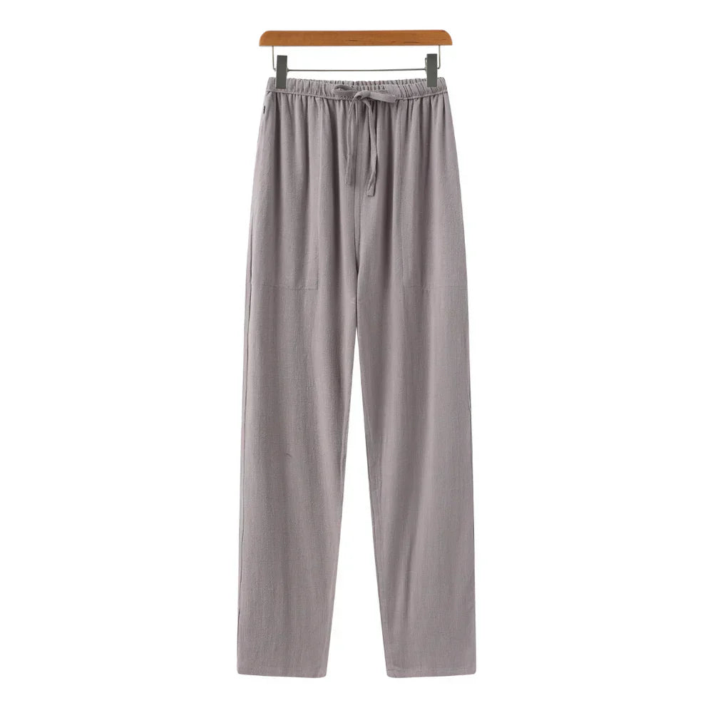 Hessel | Linnen slim fit pantalon in de kleur Grijs voor heren in Beach stijl geschikt voor alle seizoenen.