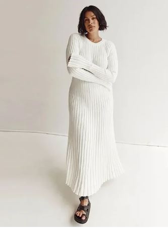 Lange Gebreide Jurk Dames Warme Winterjurk