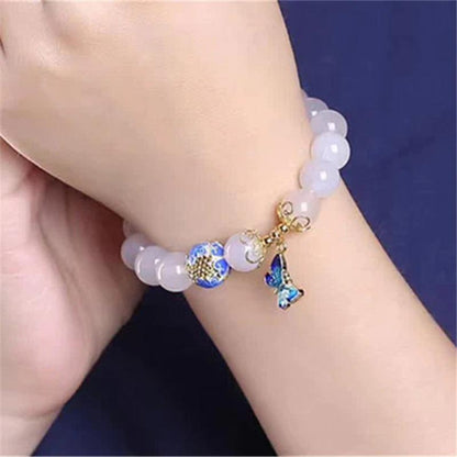 Witte Agaat Armband met Vlinder Motief Evelina
