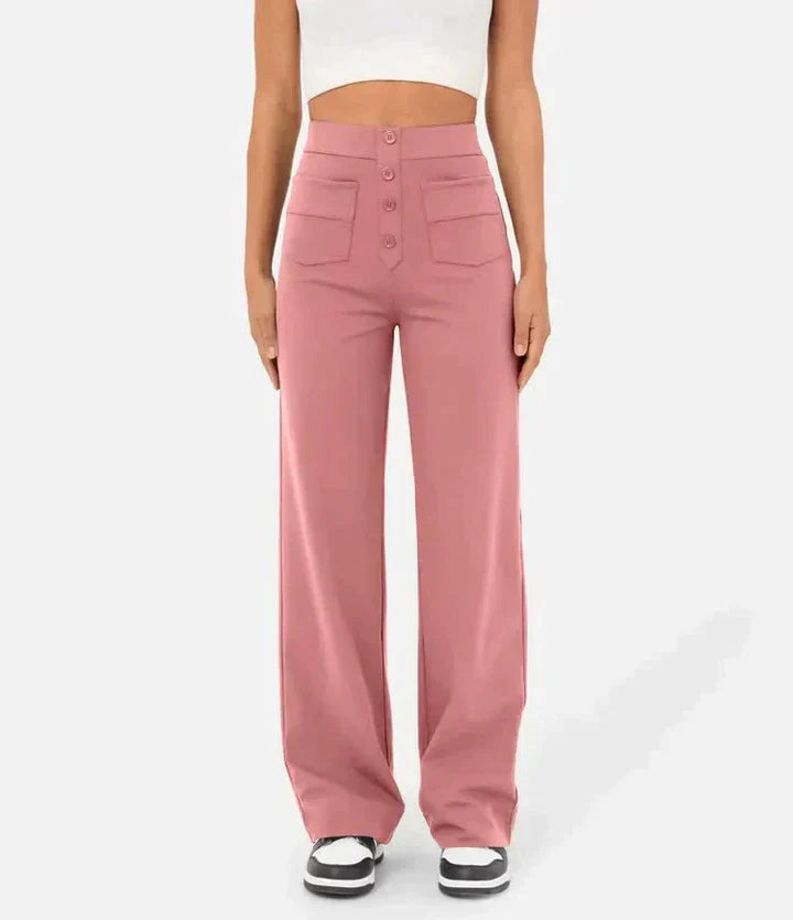 Hoge Taille Broek met Stretch Stof Comfortabel