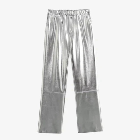 Zilveren Broek met Vossenprints voor Vrouw - Mode Vibes