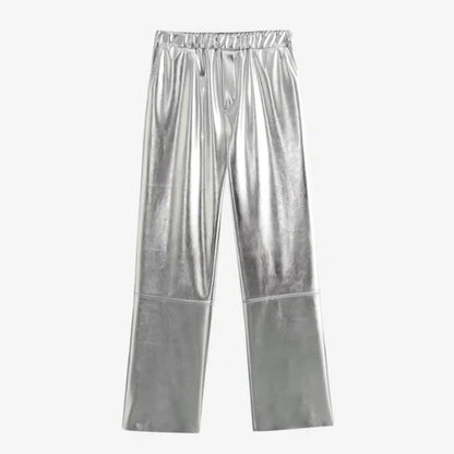 Zilveren Broek met Vossenprints voor Vrouw - Mode Vibes