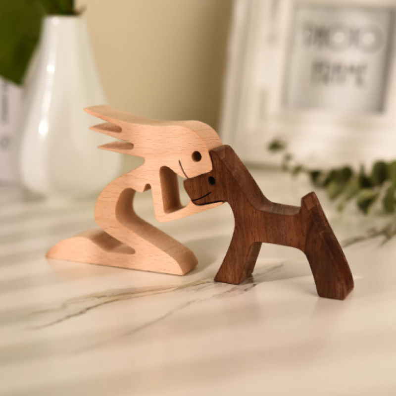 Unieke Houten Sculptuur Handgemaakt Decoratie Beeldje - Mode Vibes