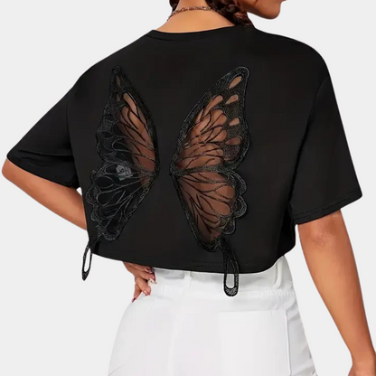 Vlinderprint T-Shirt Kort Dame Model