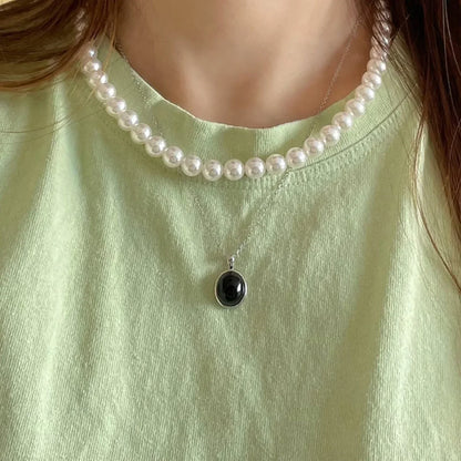 Zwarte Opalen Ketting Stijlvol en Elegант