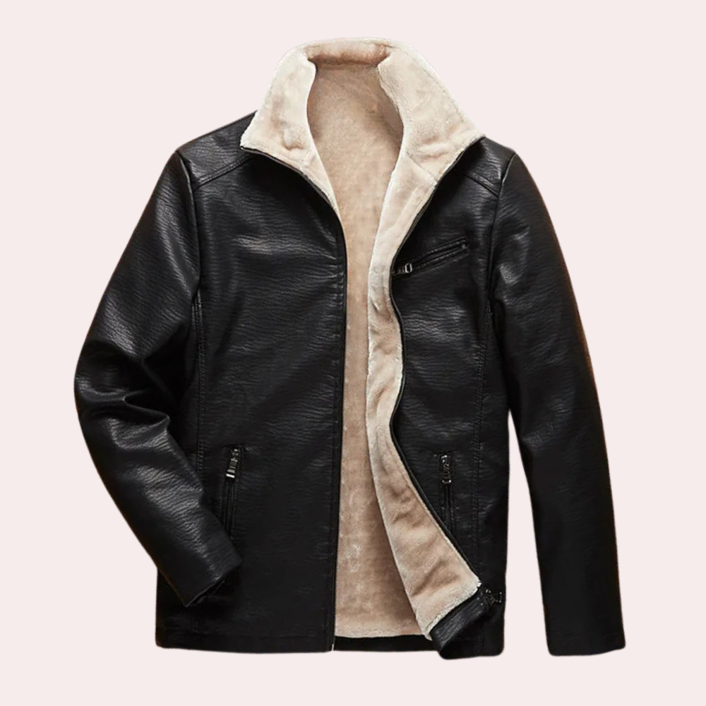 Leren Herenjas Zwart Klassiek Timeless Model - Mode Vibes