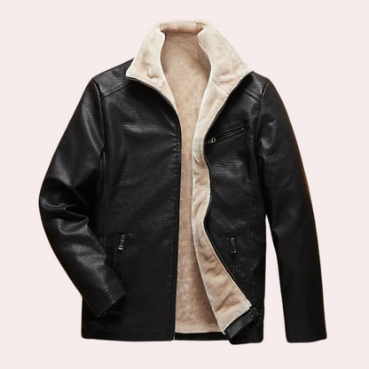 Leren Herenjas Zwart Klassiek Timeless Model - Mode Vibes