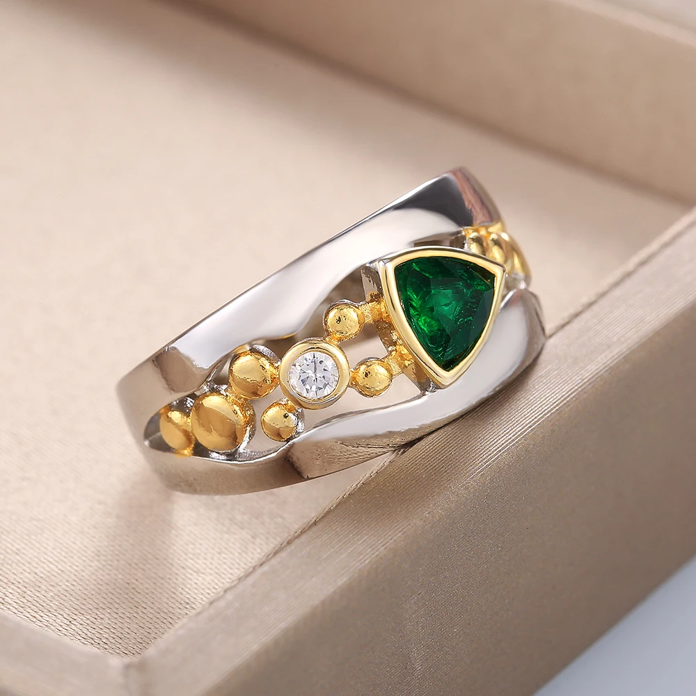 Groene Kristal Ring Vintage Stijl Aurora