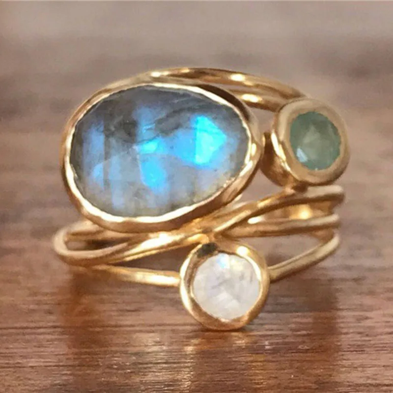 Boho Ring Goud met Kristallen Steentjes - Mode Vibes