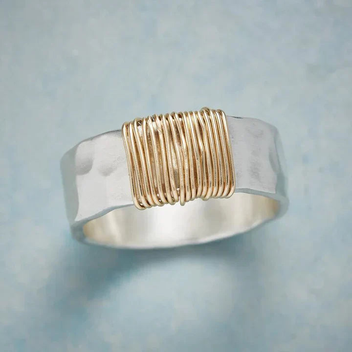 Goudfiligraan Ring Zilver Look Vintage Stijl - Mode Vibes