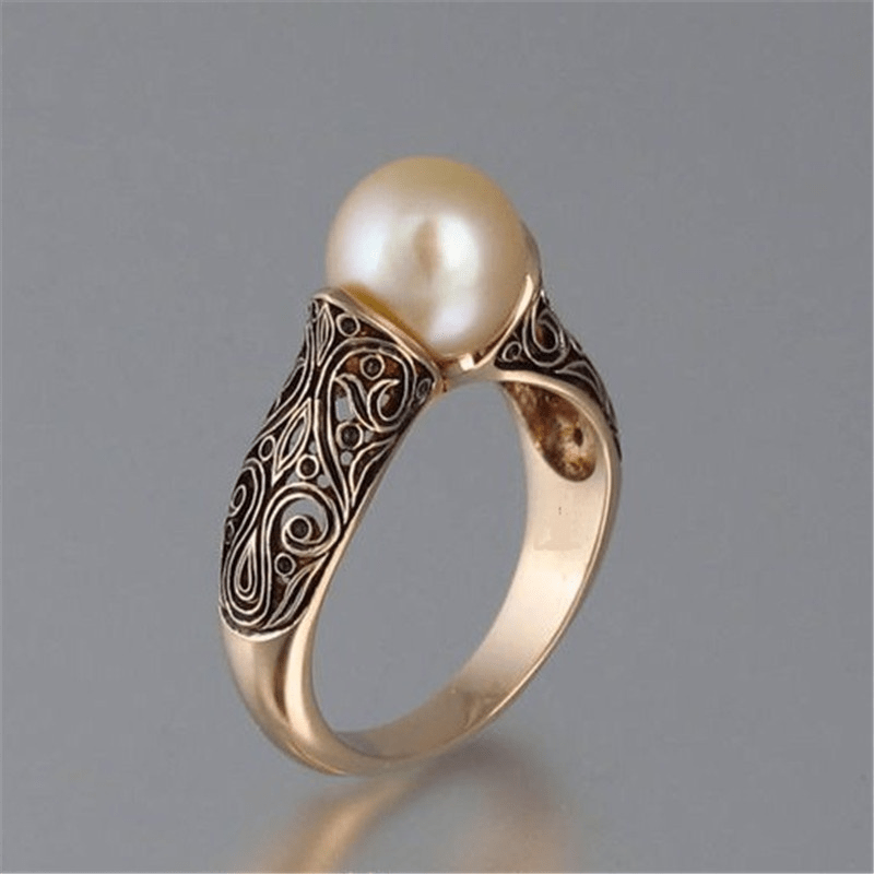 Gouden Parel Ring Vintage Stijl Aurelia - Mode Vibes