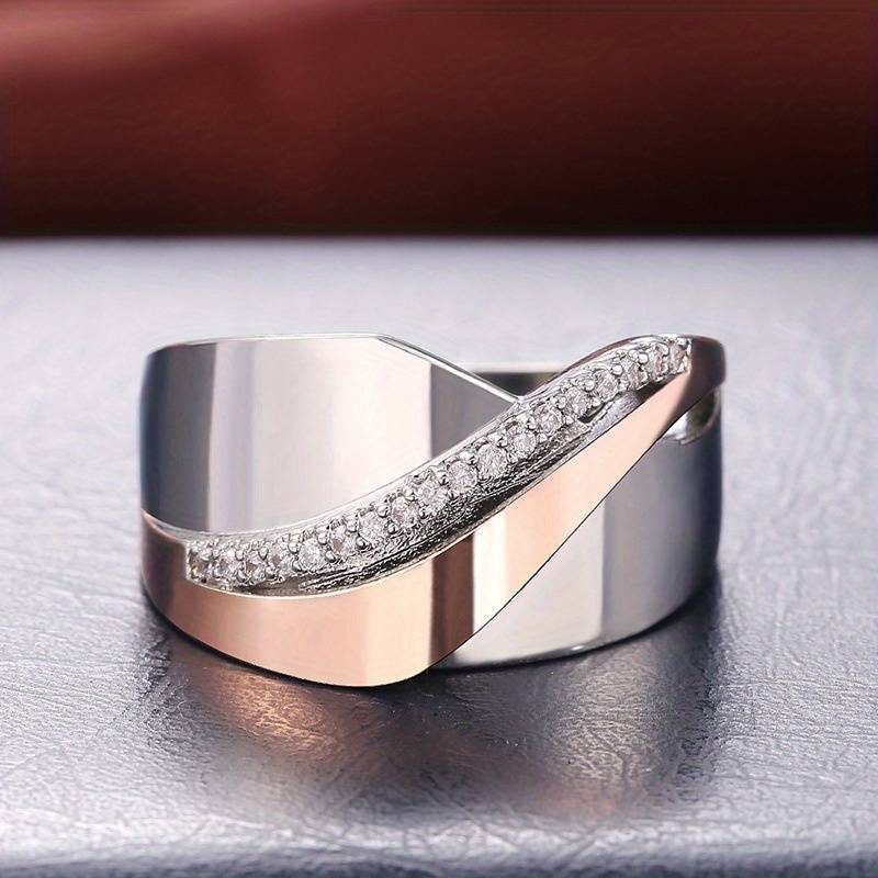 Zirkonia Ring Rosé Goud en Zilver Vintage Stijl - Mode Vibes