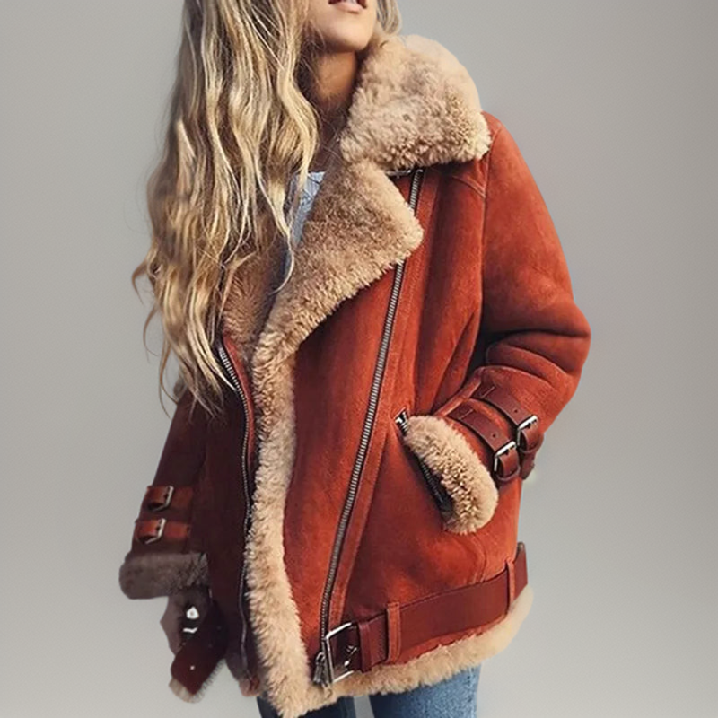 Leren Jas voor Dames met Gesp Modieus Design - Mode Vibes
