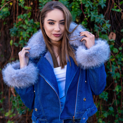 Diana | Giacca in denim con collo in pelliccia sintetica